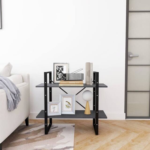 Berkfield Home Decorative 2-Tier Book Cabinet Grey 80x30x70 cm Solid Pine Wood - Size: 80 x 30 x 70 cm - image 1
