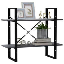 Berkfield Home Decorative 2-Tier Book Cabinet Grey 80x30x70 cm Solid Pine Wood - Size: 80 x 30 x 70 cm - thumbnail 4