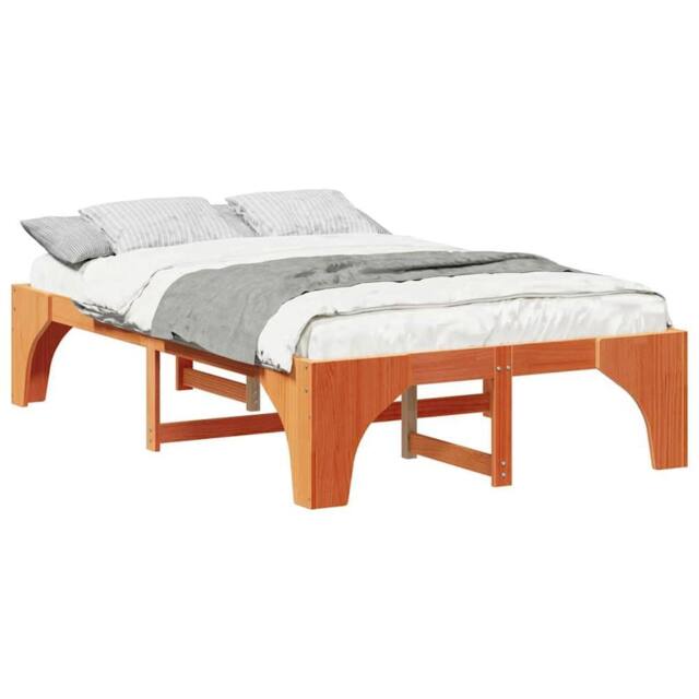 Berkfield Home Stylish Floor Bed Frame with Storage Brown 135 x 190 cm Pine wood - image 1