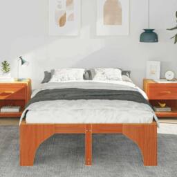 Berkfield Home Stylish Floor Bed Frame with Storage Brown 135 x 190 cm Pine wood - thumbnail 4