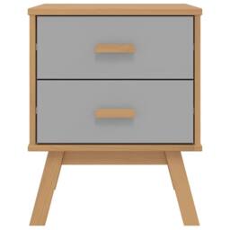 Berkfield Home Beautiful Bedside Cabinet OLDEN Grey & Brown Solid Wood Pine - thumbnail 7