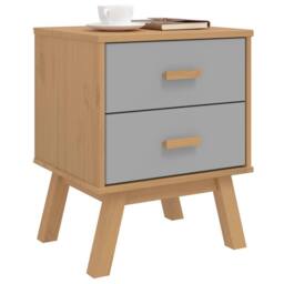 Berkfield Home Beautiful Bedside Cabinet OLDEN Grey & Brown Solid Wood Pine - thumbnail 5
