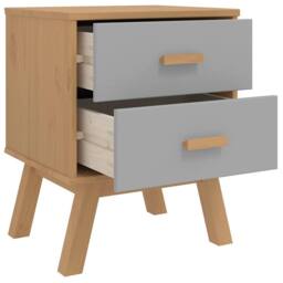 Berkfield Home Beautiful Bedside Cabinet OLDEN Grey & Brown Solid Wood Pine - thumbnail 6