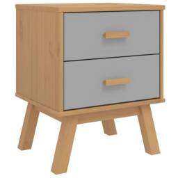 Berkfield Home Beautiful Bedside Cabinet OLDEN Grey & Brown Solid Wood Pine - thumbnail 3