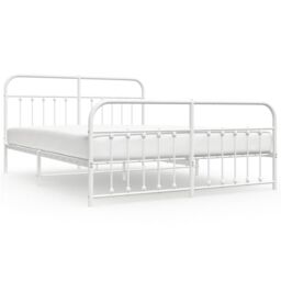 Berkfield Home Metal Bed Frame with Headboard & Footboard White 183x213 cm - thumbnail 2