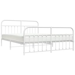 Berkfield Home Metal Bed Frame with Headboard & Footboard White 183x213 cm - thumbnail 3
