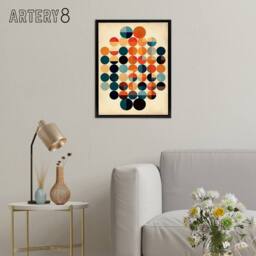 "Artery8 Minimalist Circles Bauhaus Geometric Framed Canvas Wall Art Print - Size: W12"" x H16""" - thumbnail 3