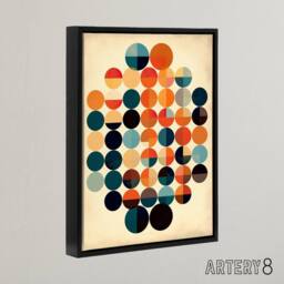"Artery8 Minimalist Circles Bauhaus Geometric Framed Canvas Wall Art Print - Size: W12"" x H16""" - thumbnail 2