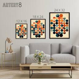 "Artery8 Minimalist Circles Bauhaus Geometric Framed Canvas Wall Art Print - Size: W12"" x H16""" - thumbnail 4