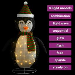 Berkfield Home Decorative Christmas Snow Penguin Figure LED Luxury Fabric 60cm - thumbnail 4