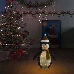 Berkfield Home Decorative Christmas Snow Penguin Figure LED Luxury Fabric 60cm - thumbnail 3