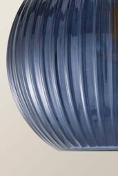 ValueLights Maddison Navy Blue Ribbed Glass Globe Easy Fit Pendant Lamp Shade - thumbnail 4
