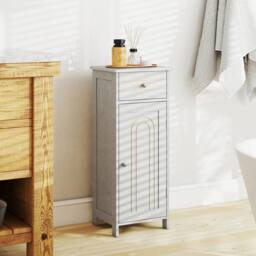 Costway Bathroom Storage Cabinet Floor Standing Wooden Cupboard in Grey