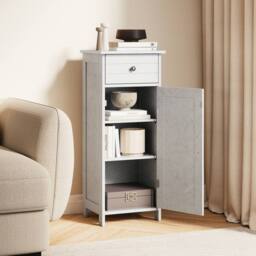 Costway Bathroom Storage Cabinet Floor Standing Wooden Cupboard in Grey - thumbnail 5