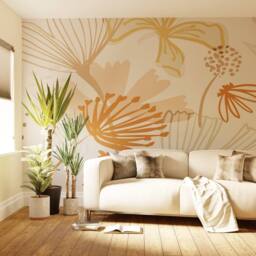 Superfresco Easy Scandi Floral Peach Print To Order 3m x 2.8m Mural in Pink - thumbnail 1