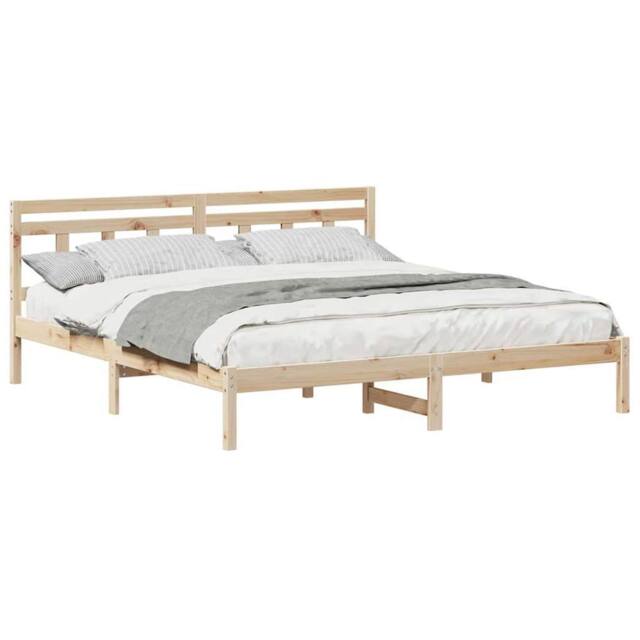 Berkfield Home Traditional with Headboard Brown 200 x 200 cm Pine wood in Beige - image 1