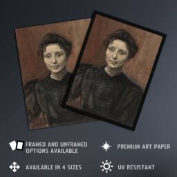 "Artery8 Magnus Enckell Portrait of Madeleine Jouvray Wall Art Print in Brown - Size: W12"" x H16""" - thumbnail 2