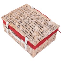 Red Hamper Wicker 41cm White Hamper with Cotton Lining in Red - thumbnail 4