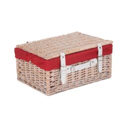 Red Hamper Wicker 41cm White Hamper with Cotton Lining in Red - thumbnail 2