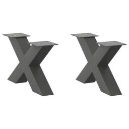 Berkfield Home Coffee Table Legs X-Shaped 2 pcs Anthracite 50x(30-31) cm Steel in Black - thumbnail 1