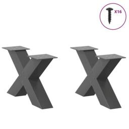 Berkfield Home Coffee Table Legs X-Shaped 2 pcs Anthracite 50x(30-31) cm Steel in Black - thumbnail 3
