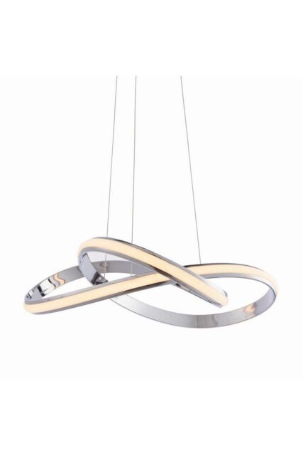 Netlighting Aria Integrated LED Pendant Chrome Effect Plate & Matt White Silicone 1 Light Dimmable IP20 in Grey - image 1
