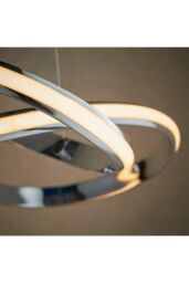 Netlighting Aria Integrated LED Pendant Chrome Effect Plate & Matt White Silicone 1 Light Dimmable IP20 in Grey - thumbnail 3