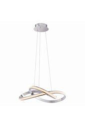 Netlighting Aria Integrated LED Pendant Chrome Effect Plate & Matt White Silicone 1 Light Dimmable IP20 in Grey - thumbnail 6