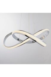 Netlighting Aria Integrated LED Pendant Chrome Effect Plate & Matt White Silicone 1 Light Dimmable IP20 in Grey - thumbnail 5