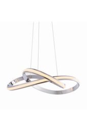Netlighting Aria Integrated LED Pendant Chrome Effect Plate & Matt White Silicone 1 Light Dimmable IP20 in Grey