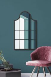 "MirrorOutlet Black Metal Framed Arched Wall Mirror 41"" X 24"" (104CM X 62CM) - Size: 1 Pack"