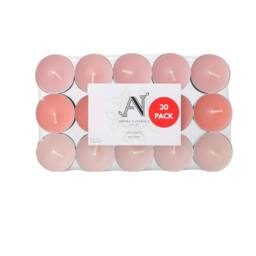 Aroma Naturals Wild Roses Scented Tealight Candles - 4hr Burn - 30 Pack in Pink - thumbnail 1