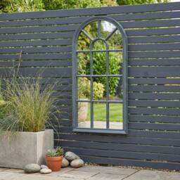 Garden Greatness Lunaria Slate Arched Garden Mirror in Dark Grey