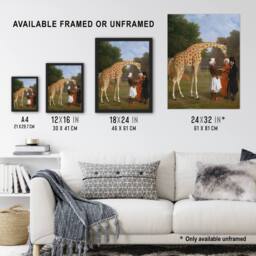 Artery8 Nubian Giraffe Oil Painting Agasse Framed Wall Art Print - Size: A4 - thumbnail 3
