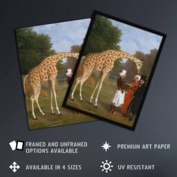 Artery8 Nubian Giraffe Oil Painting Agasse Framed Wall Art Print - Size: A4 - thumbnail 2