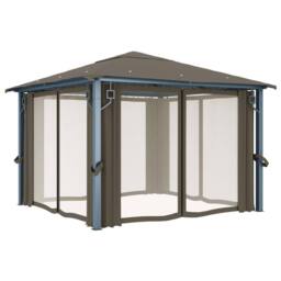 Berkfield Home Gazebo with Curtain&LED String Lights 3x3 m Taupe Aluminium - thumbnail 5