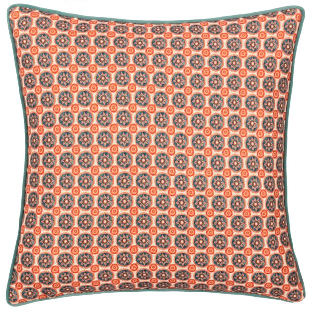 Wylder Tropics Onika Geometric Square Cushion in Blue - Size: 50 cm x 50 cm - image 1