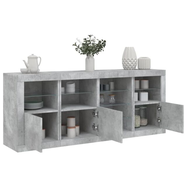 Berkfield Home Sideboard with LED Lights Concrete Grey 164x37x67 cm - Size: 164 x 37 x 67 cm - image 1
