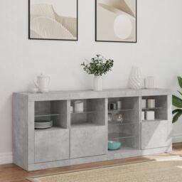 Berkfield Home Sideboard with LED Lights Concrete Grey 164x37x67 cm - Size: 164 x 37 x 67 cm - thumbnail 3