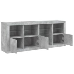 Berkfield Home Sideboard with LED Lights Concrete Grey 164x37x67 cm - Size: 164 x 37 x 67 cm - thumbnail 6