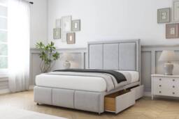 "Comfort Beds Savoy Plush Divan Base 2 Drawers - 54"" Headboard-Footboard in Silver - Size: Small Double"