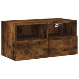 Berkfield Home 4 Piece TV Wall Units Smoked Oak Engineered Wood in Brown - thumbnail 7