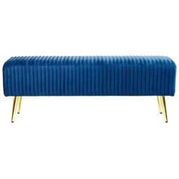 Wyld and Coco Blue Velvet Bench with Gold Metal Legs 118 x 40 cm - thumbnail 3