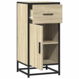 Berkfield Home Sideboard Sonoma Oak 35.5x35x76 cm Engineered Wood & Metal in Light Oak - thumbnail 5