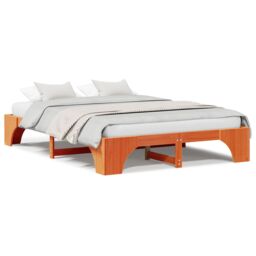 Berkfield Home Bed Frame Wax brown Wood 160 x 200 cm Durable - thumbnail 4