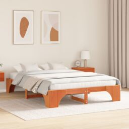Berkfield Home Bed Frame Wax brown Wood 160 x 200 cm Durable - thumbnail 5