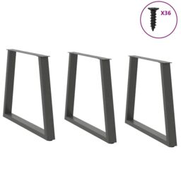 Berkfield Home Dining Table Legs V-Shape 3 pcs Anthracite 80x(72-73.3) cm Steel in Black - thumbnail 3
