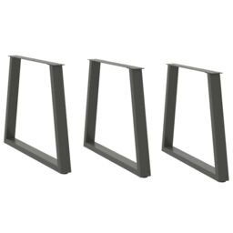 Berkfield Home Dining Table Legs V-Shape 3 pcs Anthracite 80x(72-73.3) cm Steel in Black - thumbnail 1