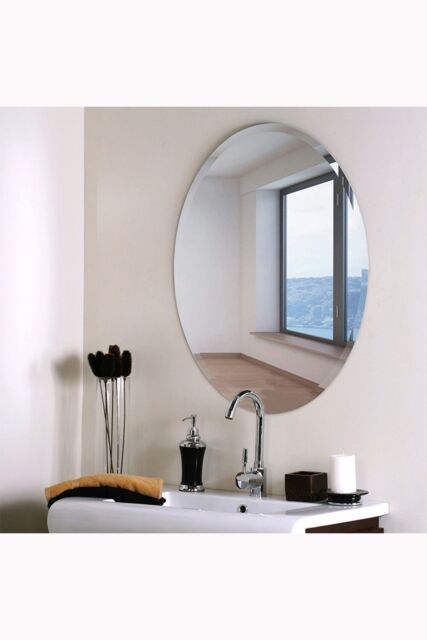 Living and Home European Style Frameless Beveled Edge Oval Bathroom Wall Mirror, 50cm W x 70cm H in Clear - Size: 50 cm W x 70 cm H - image 1