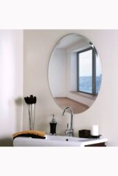 Living and Home European Style Frameless Beveled Edge Oval Bathroom Wall Mirror, 50cm W x 70cm H in Clear - Size: 50 cm W x 70 cm H - thumbnail 1